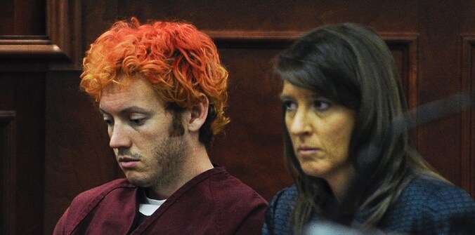 James Holmes bij zijn eerste verhoor.