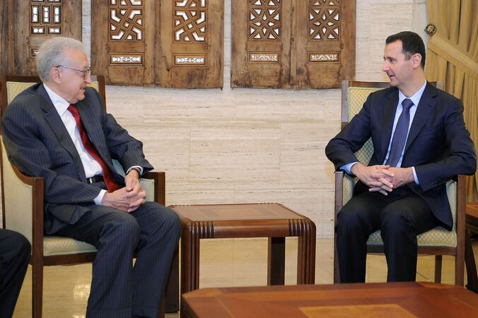 Lakhdar Brahimi in gesprek met de Syrische president Bashar al-Assad