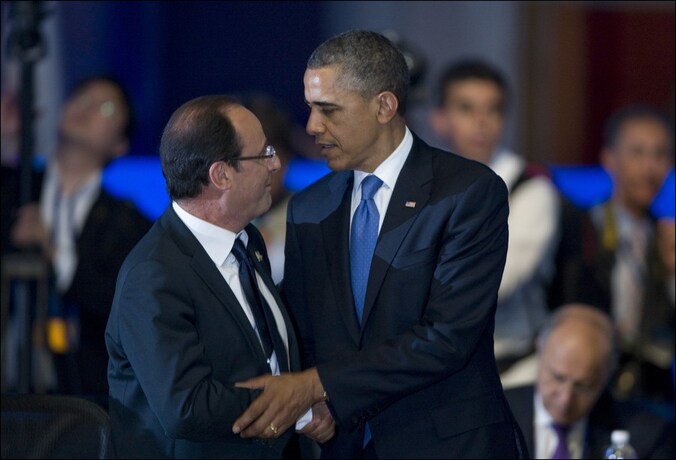 François Hollande en Barack Obama op de G20 in Mexico.