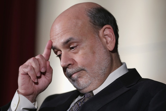 De vertrekkende president van de Federal Reserve, Ben Bernanke.