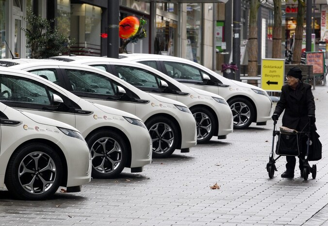 Het Elektro-Car-Sharing in Essen.