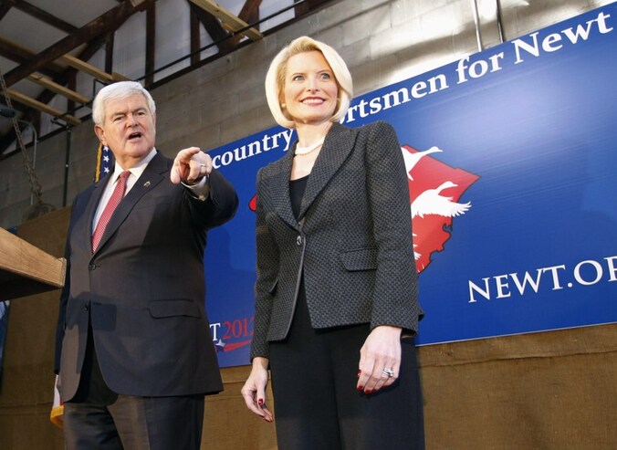 Newt Gingrich en zijn huidige vrouw Callista waarmee hij tijdens zijn vorig huwelijk een affaire had.
