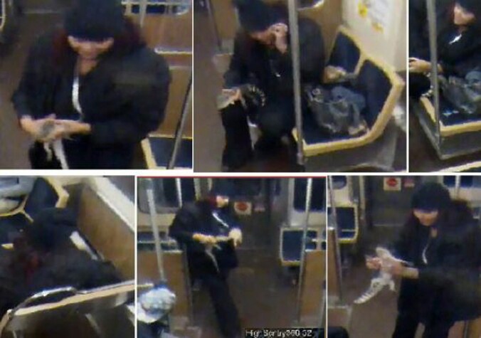 De vrouw werd door beveiligingscamera's gefilmd toen ze het reptiel aan andere reizigers toonde op de trein naar de luchthaven.