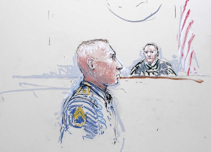 Robert Bales op een in januari gemaakte rechtbanktekening.