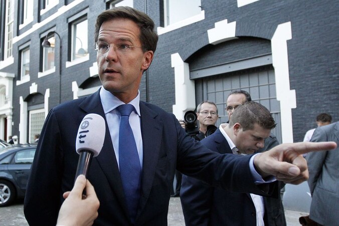 Uittredend Nederlands premier Mark Rutte (VVD).