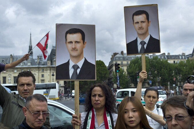 Aanhangers van de Syrische president Bashar al-Assad.