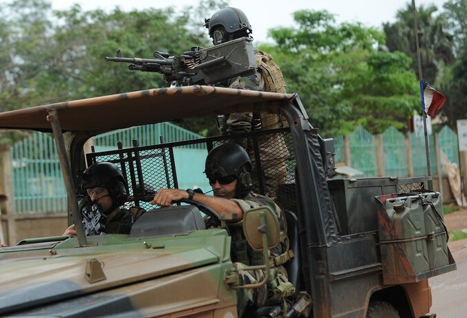 De Franse troepen in de straten van Bangui.