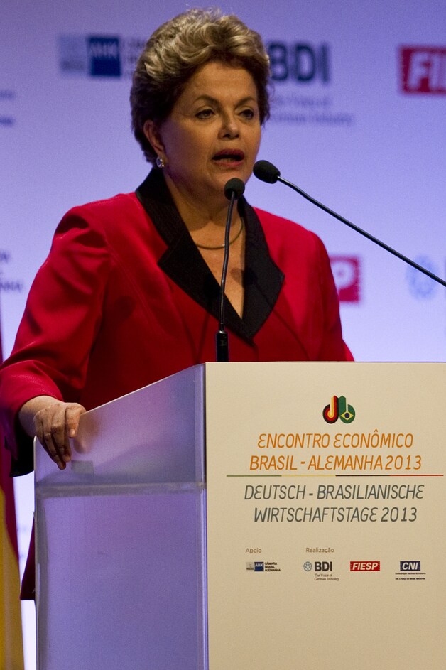 Dilma Rousseff, president van Brazilië, staat op de tweede plaats.