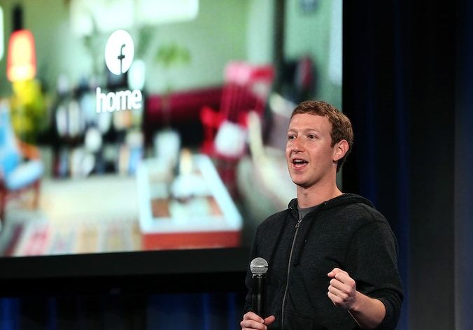 Mark Zuckerberg tijdens de presentatie van Facebook Home.