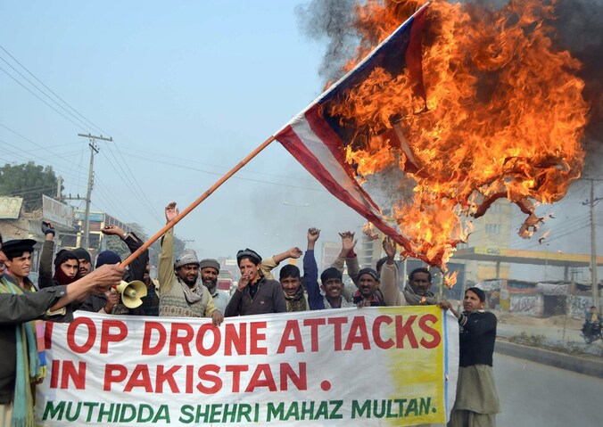 Protest in Pakistan tegen de dodelijke raids met drones.