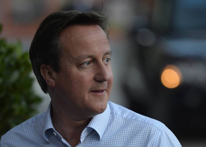 Premier Cameron gisteren in Manchester.