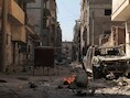 De verwoeste historische stad Aleppo.