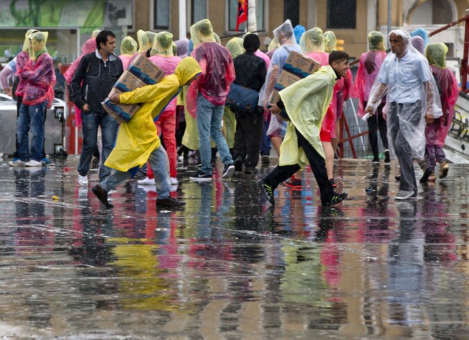 Demonstranten op het Taksimplein.
