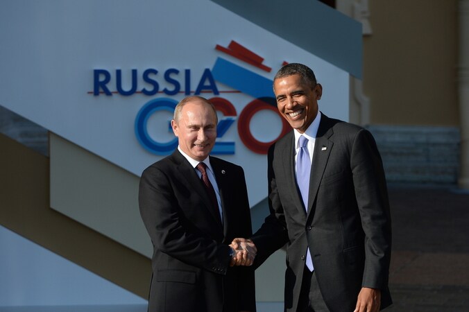 Obama en Poetin op de G20-top.