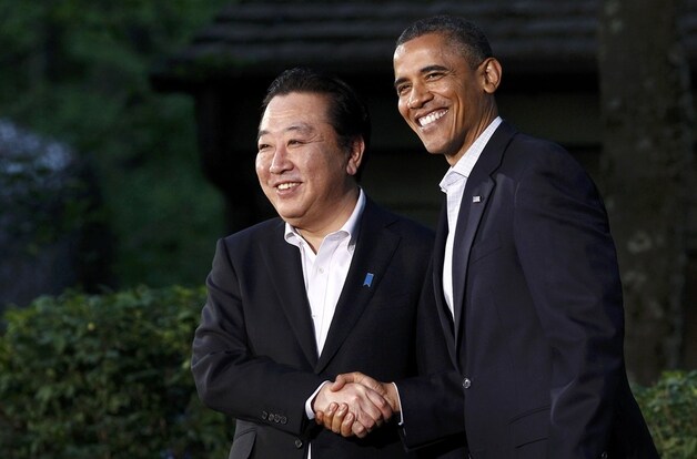 Japanse premier Yoshihiko Noda en Obama.
