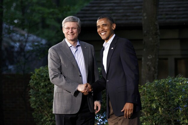 Canadese premier Stephen Harper en Obama.