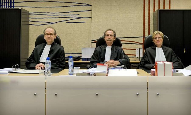 De rechters M.J. Diemer, F.G. Bauduin en G.M. Boekhoudt voor aanvang van het proces.