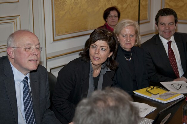 Minister van Binnenlandse Zaken Joëlle Milquet tijdens het overleg.