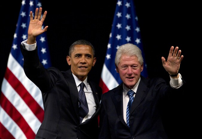 Barack Obama en Bill Clinton in juni 2012.