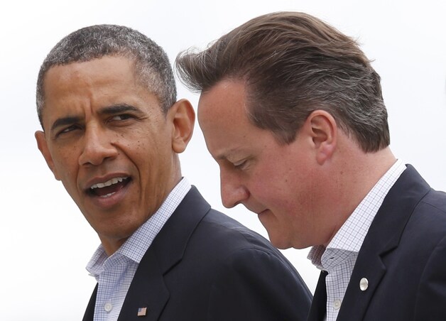 De Amerikaanse president Barack Obama en de Britse premier David Cameron.