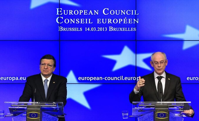 Jose Manuel Barroso en Herman Van Rompuy.
