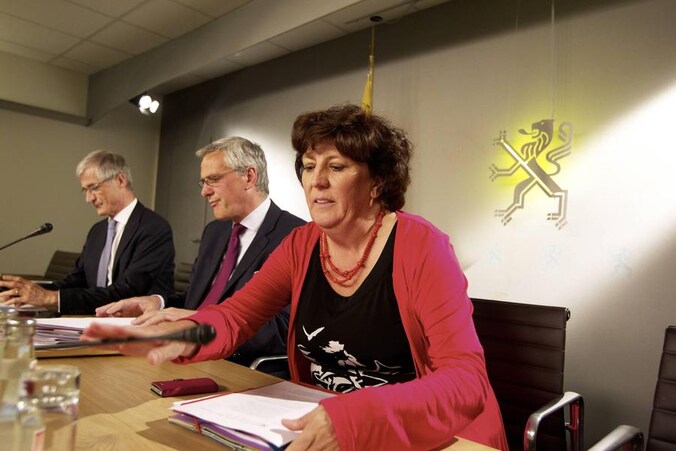 Geert Bourgeois (N-VA), Kris Peeters (CD&amp;V) en Ingrid Lieten (sp.a)