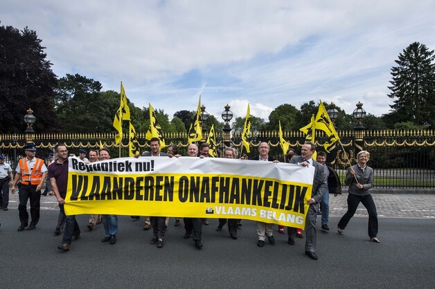 Aanhangers van Vlaams Belang tijdens een demonstratie aan het Koninklijk Paleis in Laken vorige week.