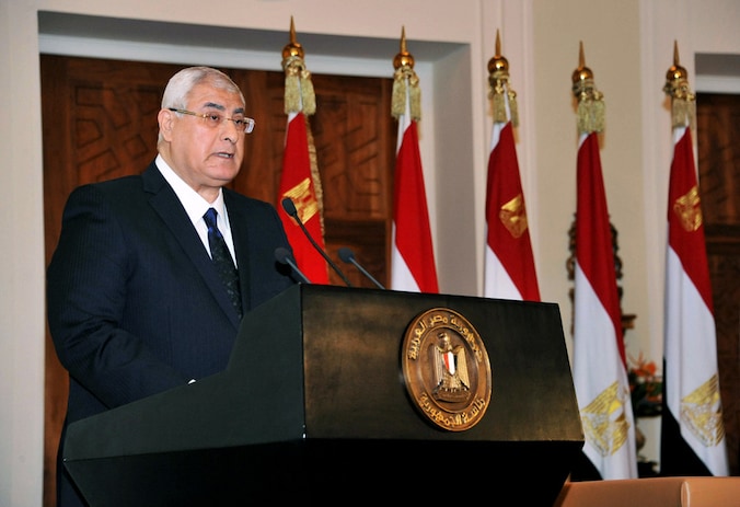 De Egyptische interim-president Adly Mansour.