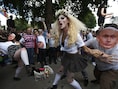 Deelnemers aan een protest in Londen, vorig jaar augustus, tegen de wet in Rusland die homopropaganda verbiedt.