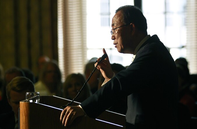 Ban Ki-moon Verenigde Staten met de vinger.