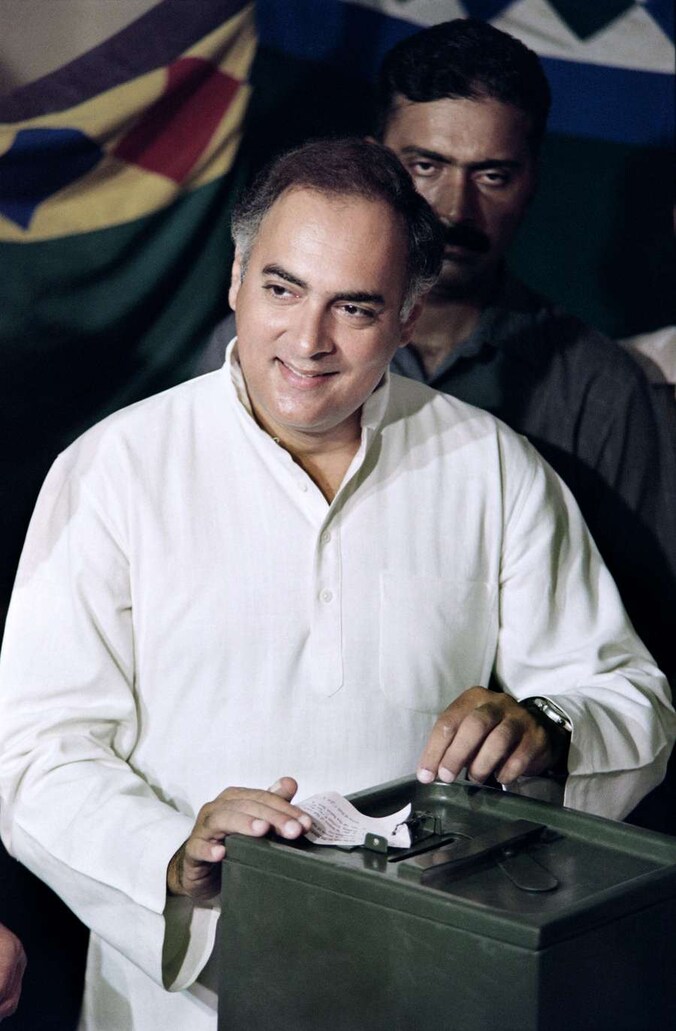 Archieffoto Rajiv Gandhi uit 1991.