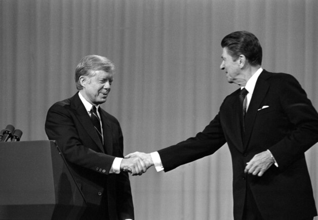 Jimmy Carter en Ronald Reagan.