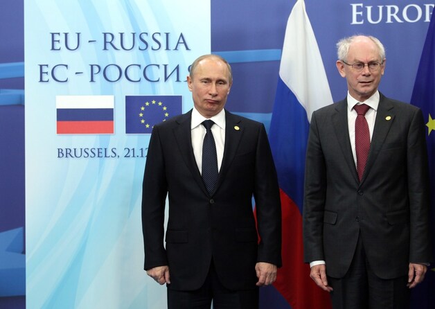 Vladimir Poetin en Europees president Herman Van Rompuy.