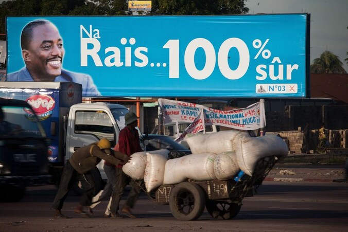 Een billboard van de huidige president Joseph Kabila.