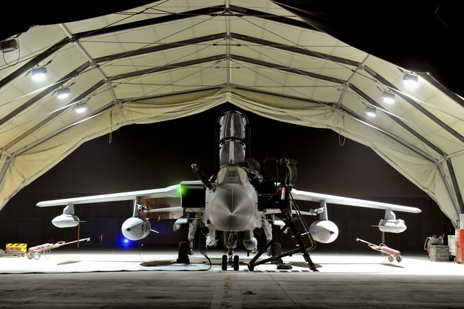 Een Tornado-gevechtstoestel van de Britse Royal Air Force.