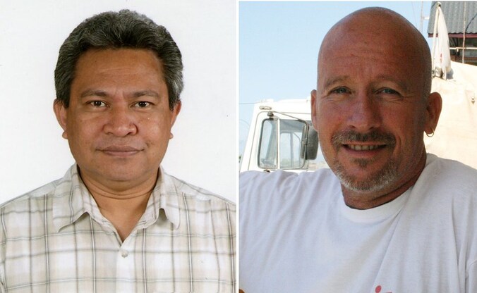 De twee vermoorde AzG-medewerkers: Karel Keiluhu en Philippe Havet.