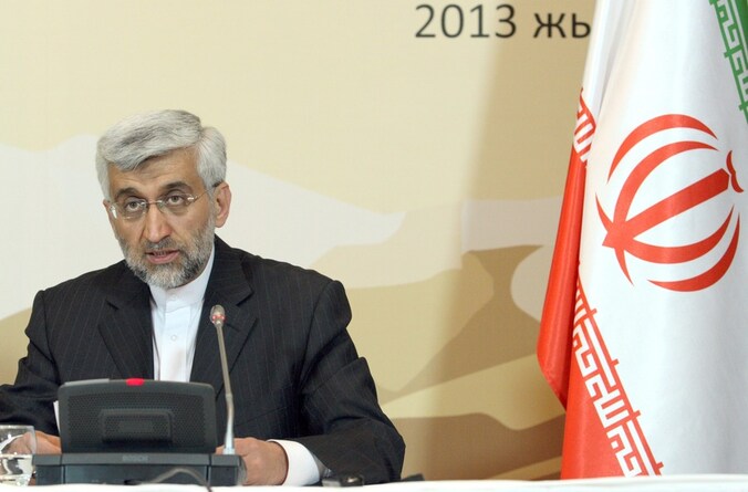 Saeid Jalili, hoofdonderhandelaar voor Iran, op een persconferentie na de onderhandelingen.