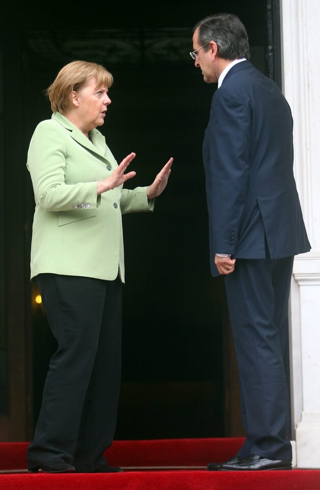 Angela Merkel en Antonis Samaras.