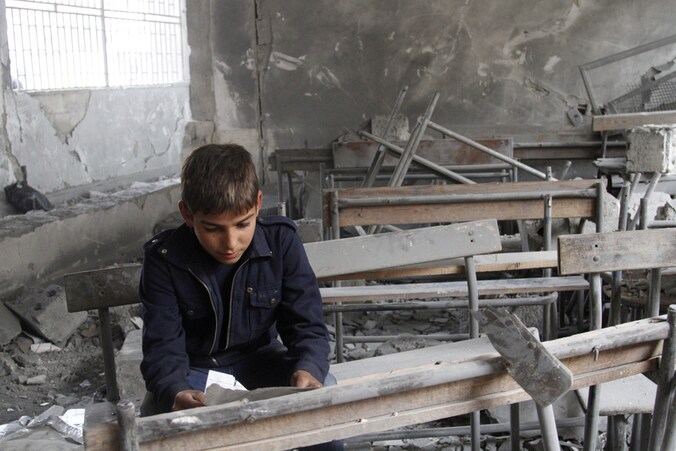 Eerder werd ook deze school in Aleppo vernield.