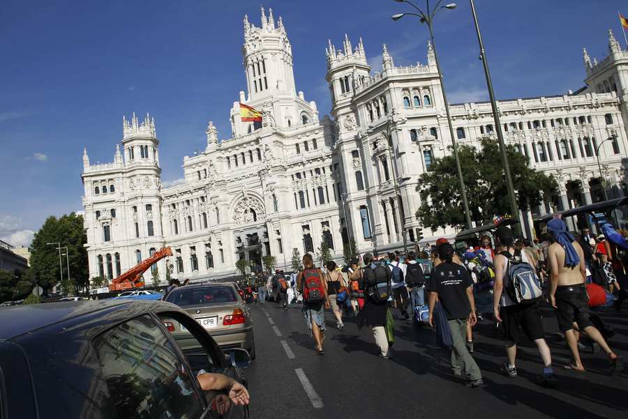 De voettocht van de Indignados startte op 26 juli in Madrid.