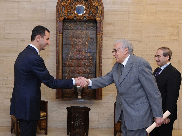Bashar al-Assad en Lakhdar Brahimi in Damascus.