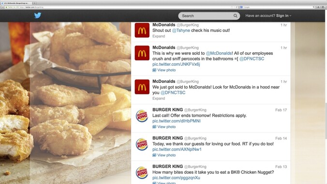 Hackers deden McDonalds de Twitter van Burger King overnemen.