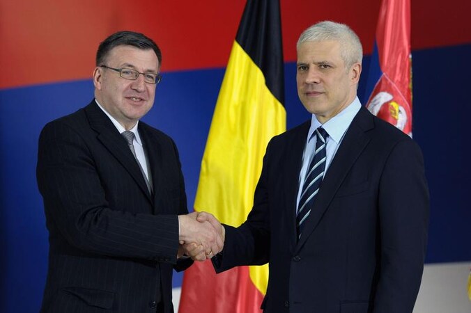 Minister van Buitenlandse Zaken Steven Vanackere (CD&amp;V) en de Servische president Boris Tadic.