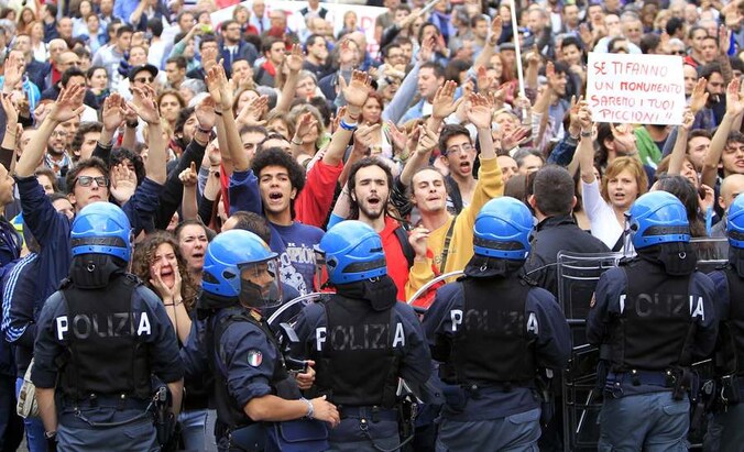 Eerder deze maand kwamen Italiaanse jongeren massaal op straat.