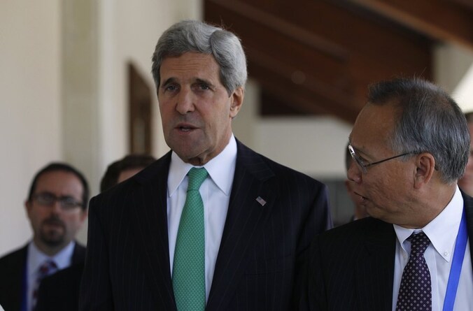 De Amerikaanse minister van Buitenlandse Zaken John Kerry vandaag op Bali.