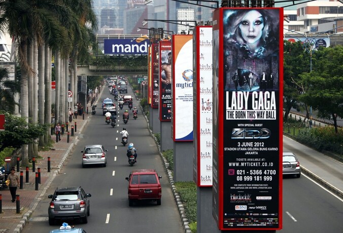 Het concert van Lady Gaga werd al groot aangekondigd in Jakarta.