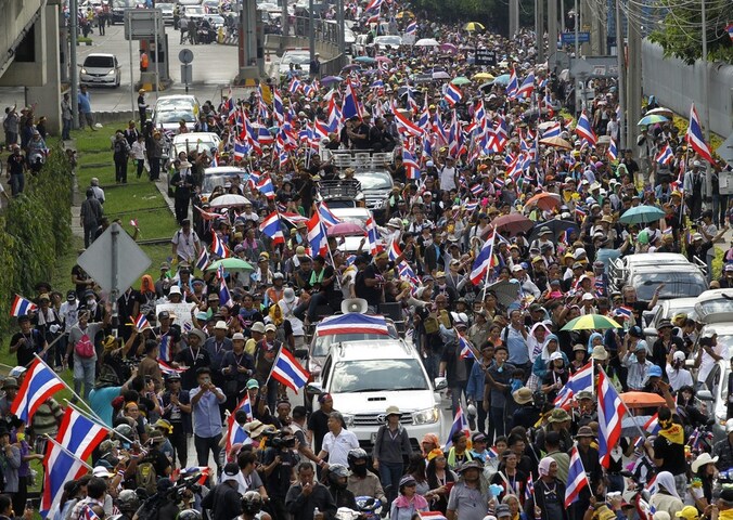 Protest in de Thaise hoofdstad Bangkok.
