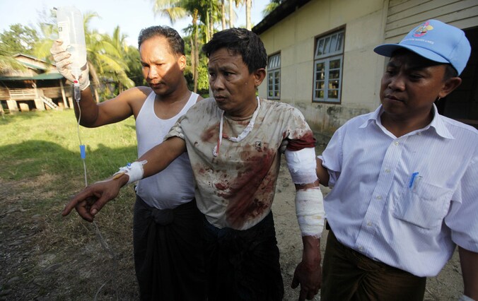 Een slachtoffer van het religieus geweld eerder deze maand in Myanmar.
