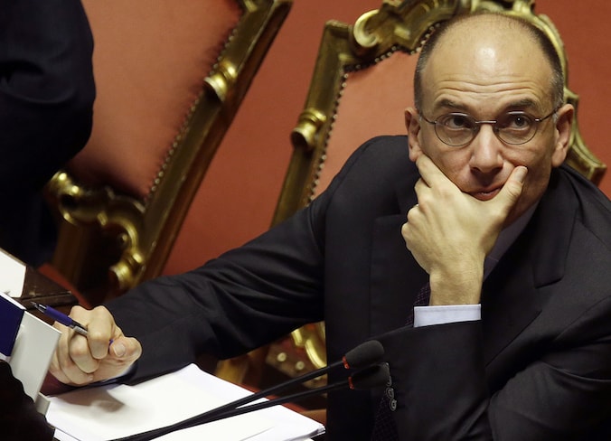 Premier Enrico Letta tijdens de stemming in de Senaat te Rome op 11 december 2013.