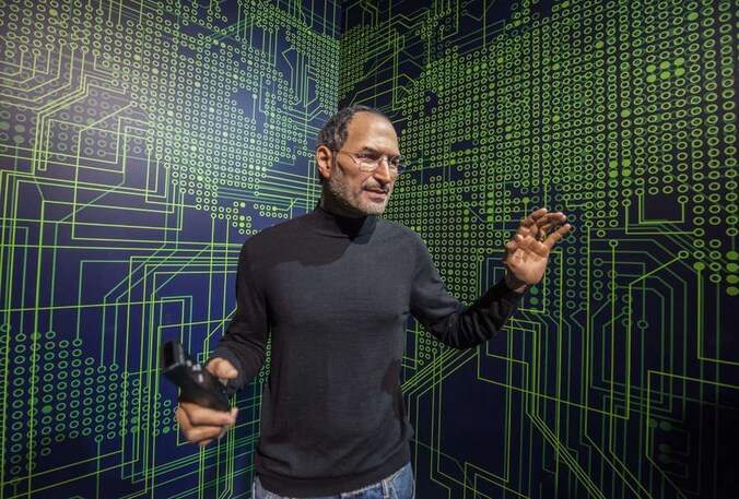 Een wassen beeld van Steve Jobs in Montréal